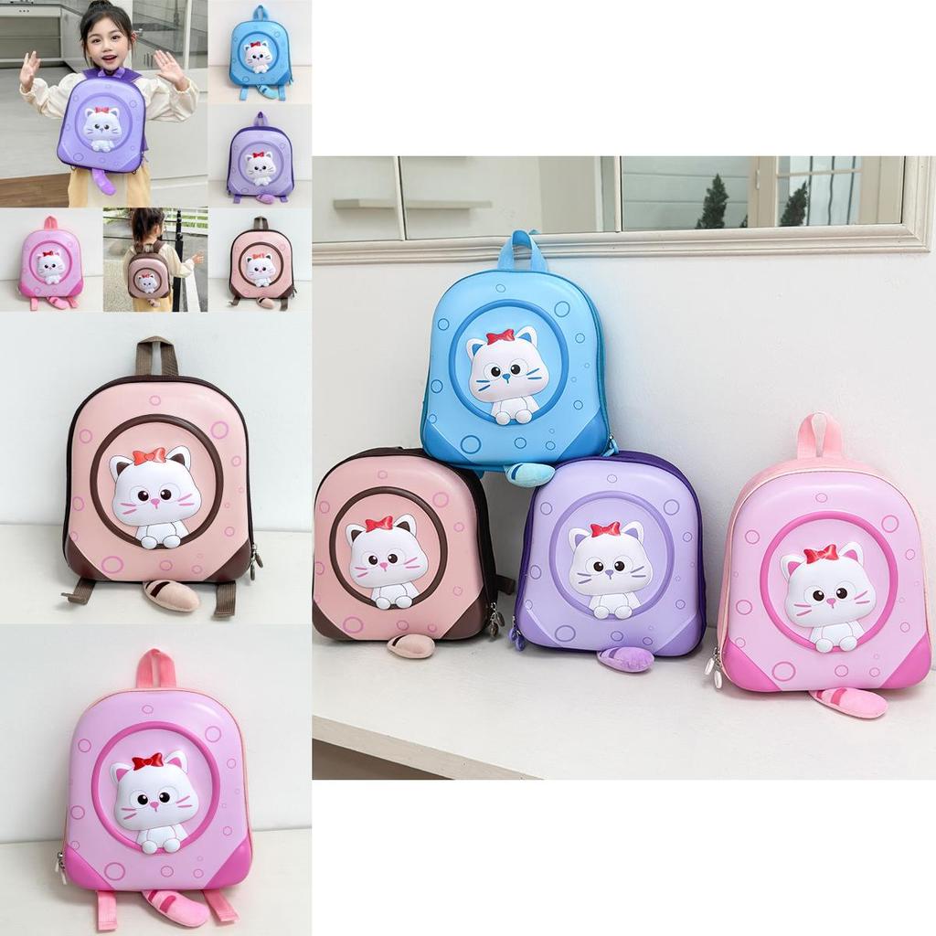 Preschool Student Cat Backpack With Trendy Stitching And Soft Shoulder Support For Kids
