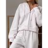 Womens Hooded Zip-Up Sporty Two-Piece Set With Drawstring Pants Casual Streetwear Outfit
