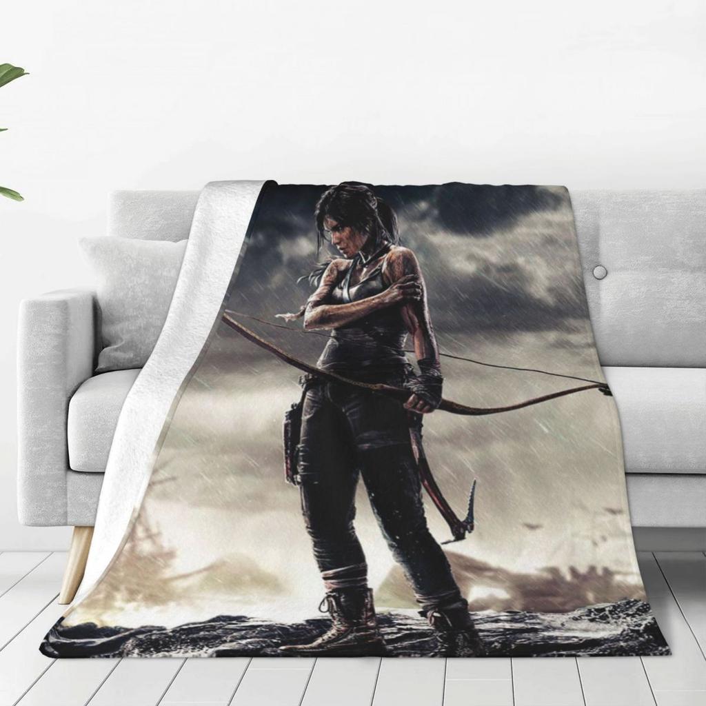 Tomb Raider Jonah Maiava Plush Blankets Video Game Cartoon Vintage Throw Blankets for Home Hotel Sofa 150*125cm Plush Thin Quilt