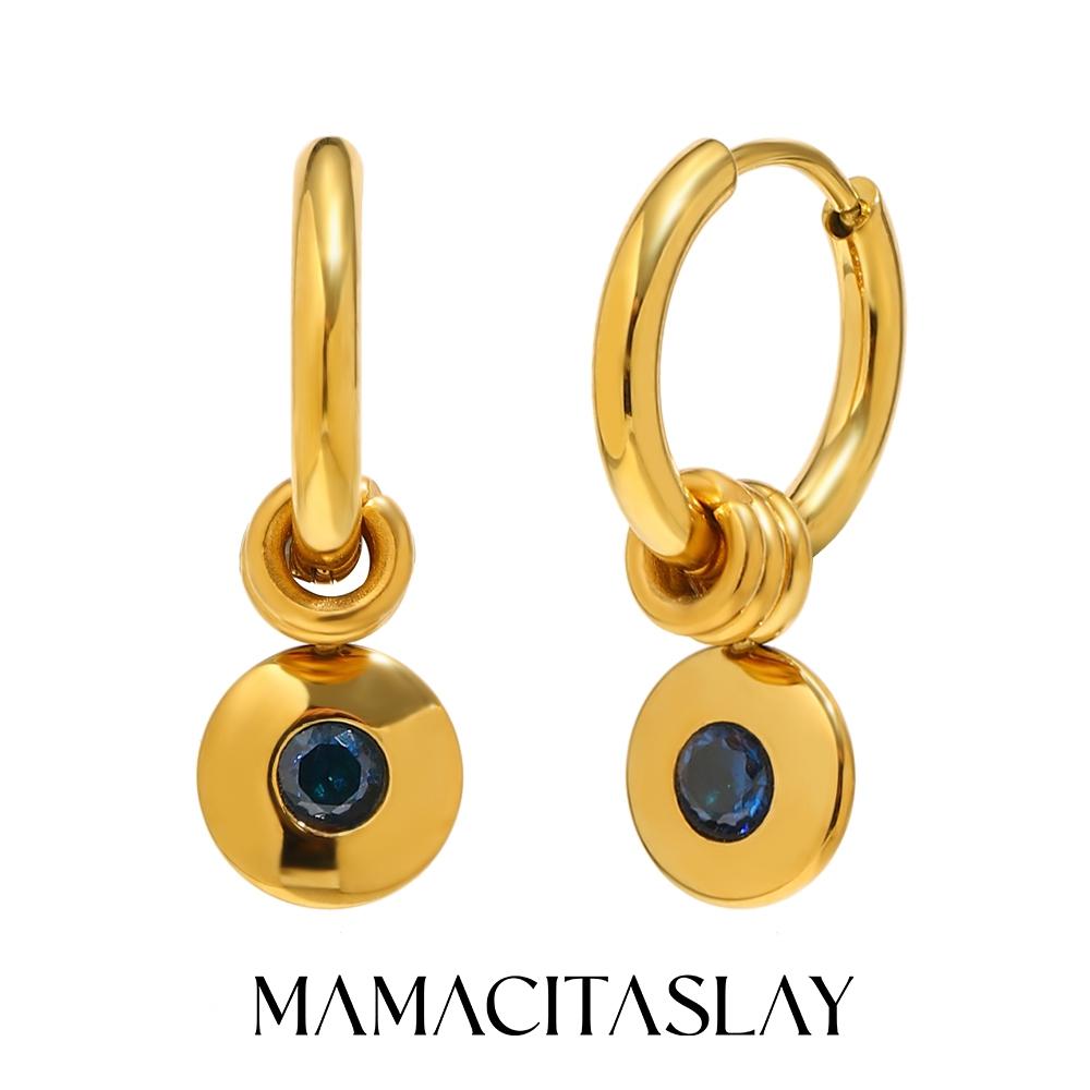 MamacitaSlay 316L Stainless Steel Multi Colored Zircon Hoop Earrings 18K Gold Plated Waterproof Jewelry Women's Minimalist Gifts