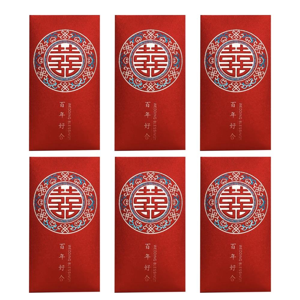 6PCS Chinese Style Luck Money Envelopes Red Pocket Money Pocket  Spring Festival