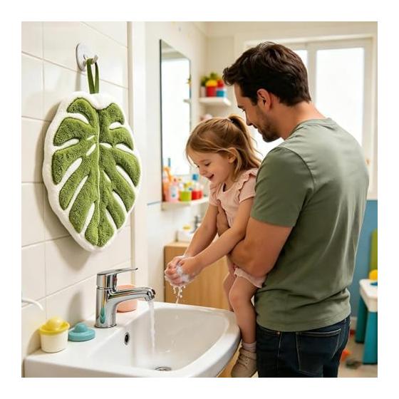 Leaf-shaped plant pattern towel - Portable coral fleece absorbent towel | For kitchen, bath and toilet - Absorbent and quick drying, versatile for