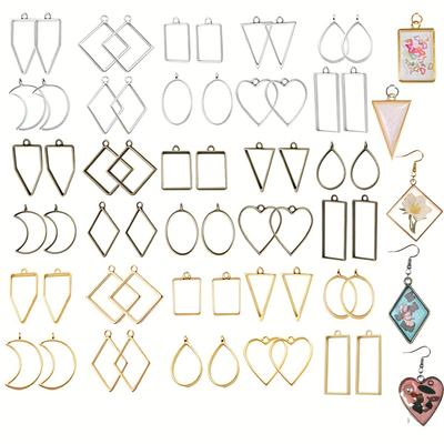 60 Buc/Lot Bezele Deschise Pentru Kit Rășină Epoxidică UV Pandantive Cadru Gol Bezele Artizanat Rășină Matrițe Aliaj Bijuterii Pentru Turnare Rășină
