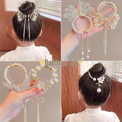 Strumento per Acconciature per Bambini: Fermaglio per capelli a chignon e copricapo Hanfu per bambine
