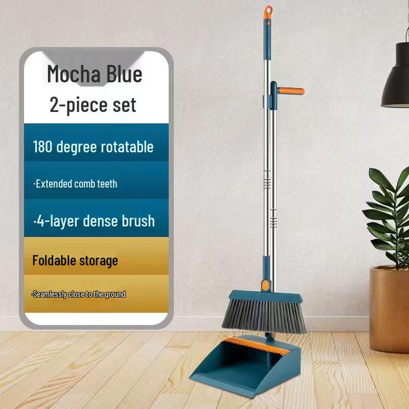 Broom & Dustpan Set with Magic Squeegee for Household Sweeping