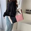 Korean Style Color Blocking Large Capacity Tote Bag  Trendy Fashion Shoulder Handbag Casual Shopping Bag for Women CLE