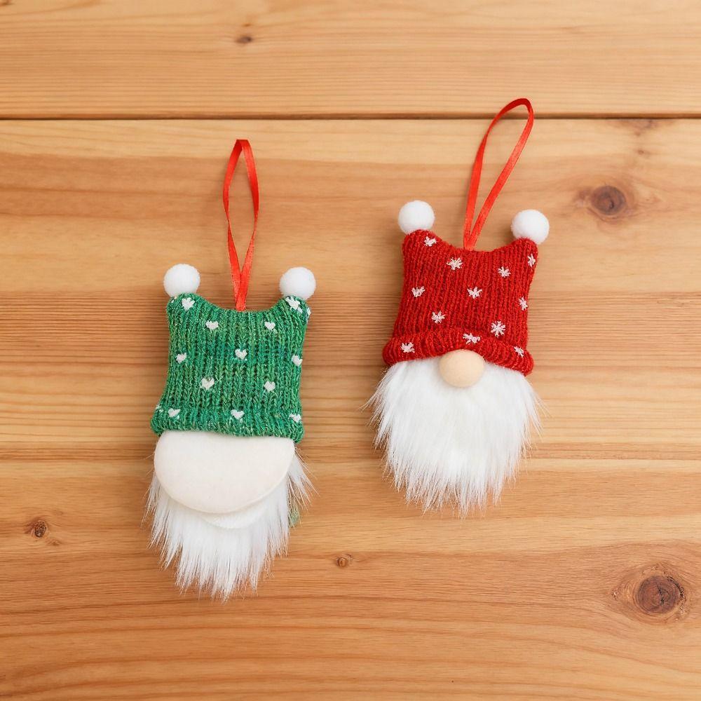 Red Grey Knitted Doll Pendant Nordic Style Xmas Tree Hanging Hanging Tree Decorations  Home Decor