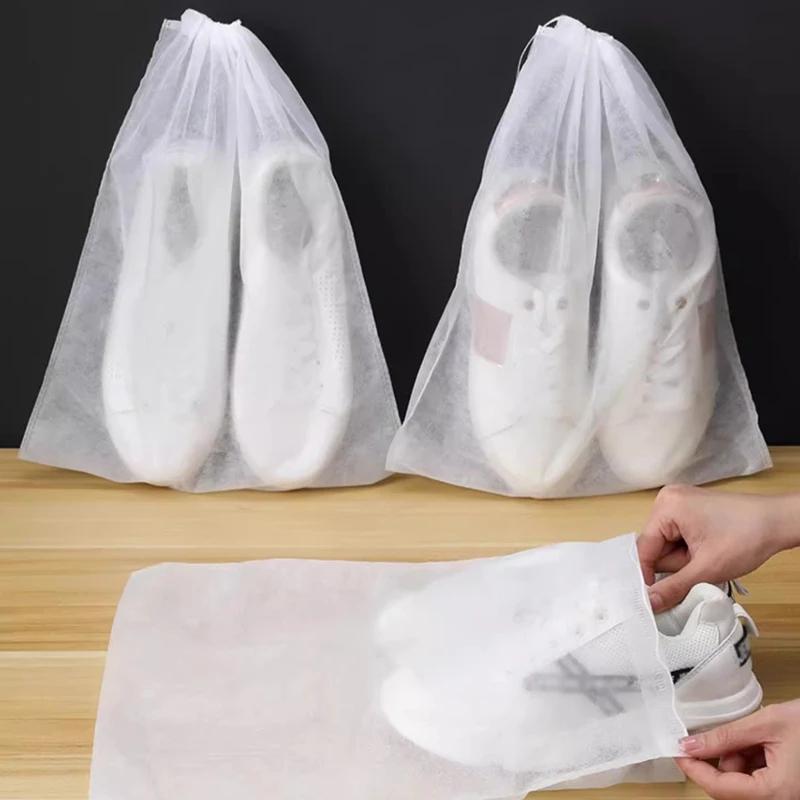 10/30/50Pcs Breathable Dust Covers Non-Woven Dustproof Drawstring Clear Storage Bag Travel Pouch Shoe Bags Drying Shoes Protect