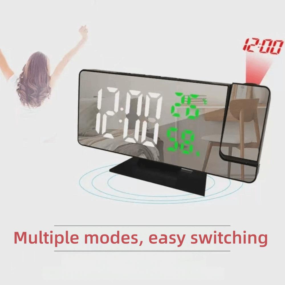 Temperature Humidity Display Mirror Projection Clock Rotatable Electronic Alarm Clock Home Office