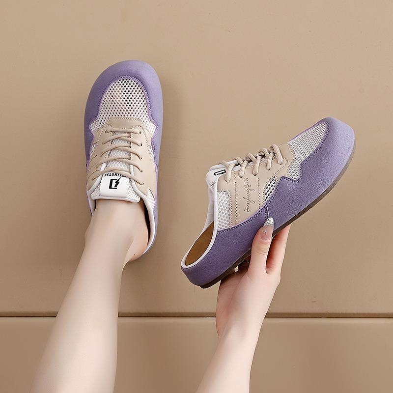 Womens Slipper Fad Baotou Half Slipper Design Sense Outside Wear Casual Women Sandals Mesh Breathable Flat Shoes Sandalias Mujer