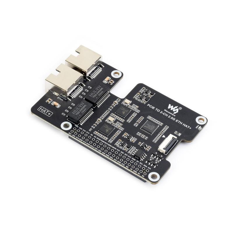 PCIe to 2-CH 2.5G ETH Adapter for Raspberry Pi 5, Supports Raspberry Pi OS / Ubuntu / OpenWrt