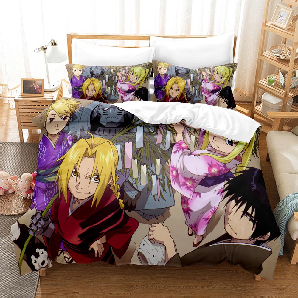Anime FULLMETAL ALCHEMIST Sängkläder Påslakanset med örngott Twin Full Queen King Sängkläder Sänglinne Hemtextilier
