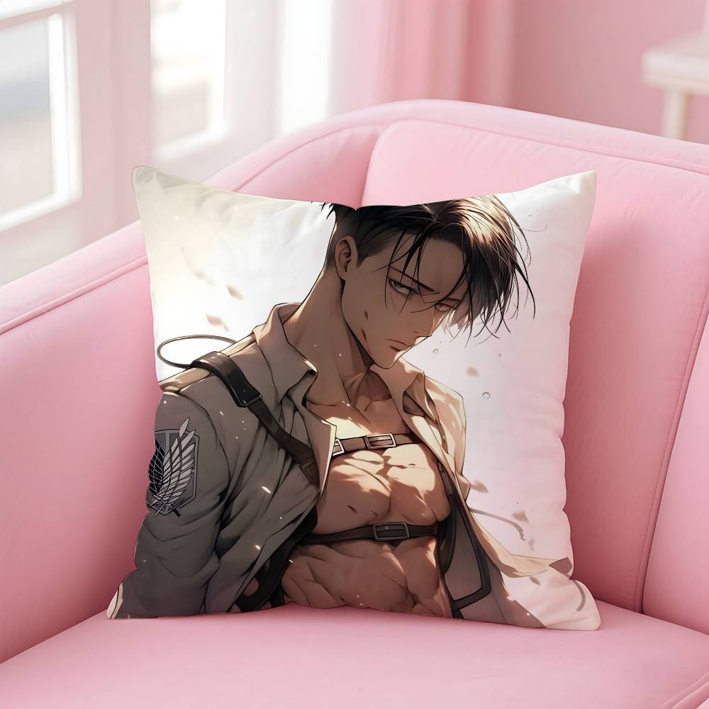 1pc Levi Ackerman Attack On Titan Pillow Case Anti-dustmite Pillowcase Invisible zipper silky short plush Sofa cushion cover