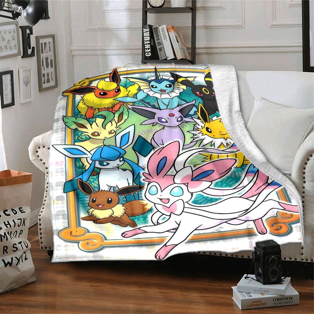 1Pc Eevee Evolution Fantasy Blanket Soft And Comfortable Casual Warm Camping Travel Christmas Halloween Xmas Gift Em92842