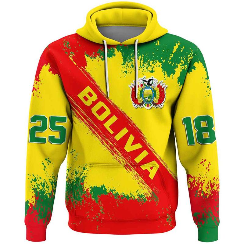 

Толстовка с капюшоном Bolivia Flag для мужчин, 3D-печать, латиноамериканская национальная эмблема, свитшот с длинным рукавом, спортивные толстовки для бега 6XL