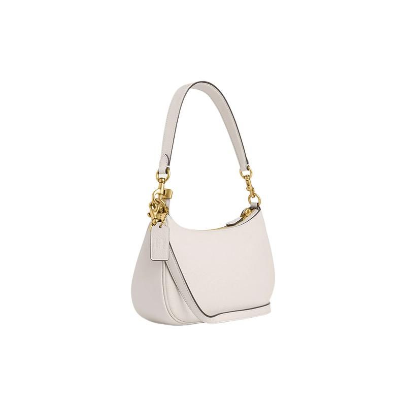 Coach Teri 25 Solid Color Mickey Mouse Print Tag Hardware Zipper Closure Leather Shoulder Bag Women Shoulder Bag White CM859-B4CAH