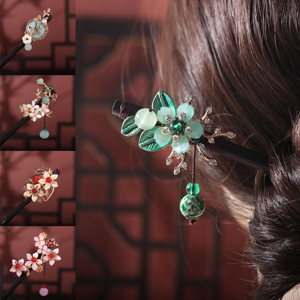 Handmade Flower Hair Sticks Ancient Style Hanfu Hair Fork Hair Stick Pins  for Hanfu