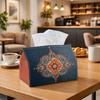 1pc Tissue Box, 2D Flat, Printed On Both Sides, 1pc Tissue Box with Checkered Lid - Traditional Persian Pattern Design, Ornate Blue And Orange Durable