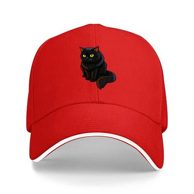Black Cat Embroidered Baseball Cap Classic Style Adjustable Hat for Men and Women Fashionable Streetwear Accessory