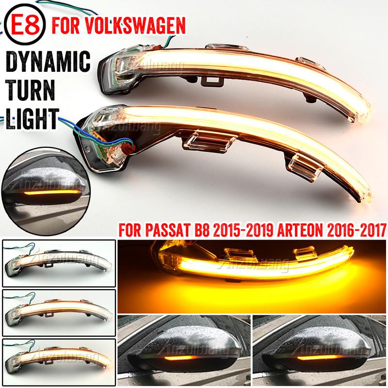 2Pcs Side Mirror Indicator Sequential Blinker For VW Passat B8 Arteon 2015 2016 2017 2018  Dynamic LED Turn Signal Light