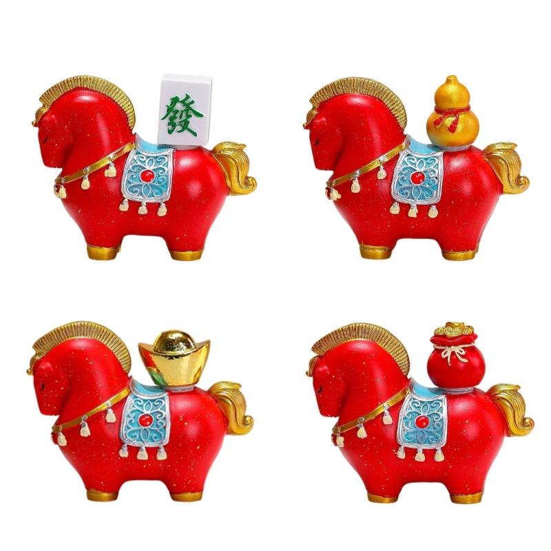 Year Of Horse Resins Sculpture New Year Decorative Figurine Symbolizing Fortunes Prosperity For Gifting Or Shelf Table