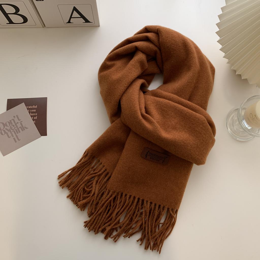 Leather Standard High-quality Imitation Cashmere Versatile Solid Color Thick Fringed Scarf New Women's Autumn and Winter Korean Version Shawl Winter