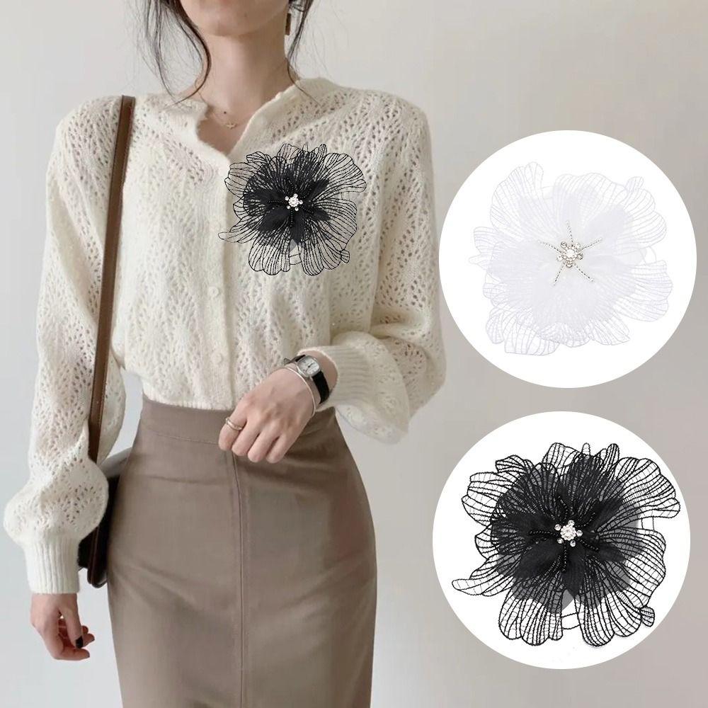 Fashion Handmade Flower Patches Dress DIY Decorative Cloth Fabric Multilayer Flower Lace Patches Sew On Embroidery Patches