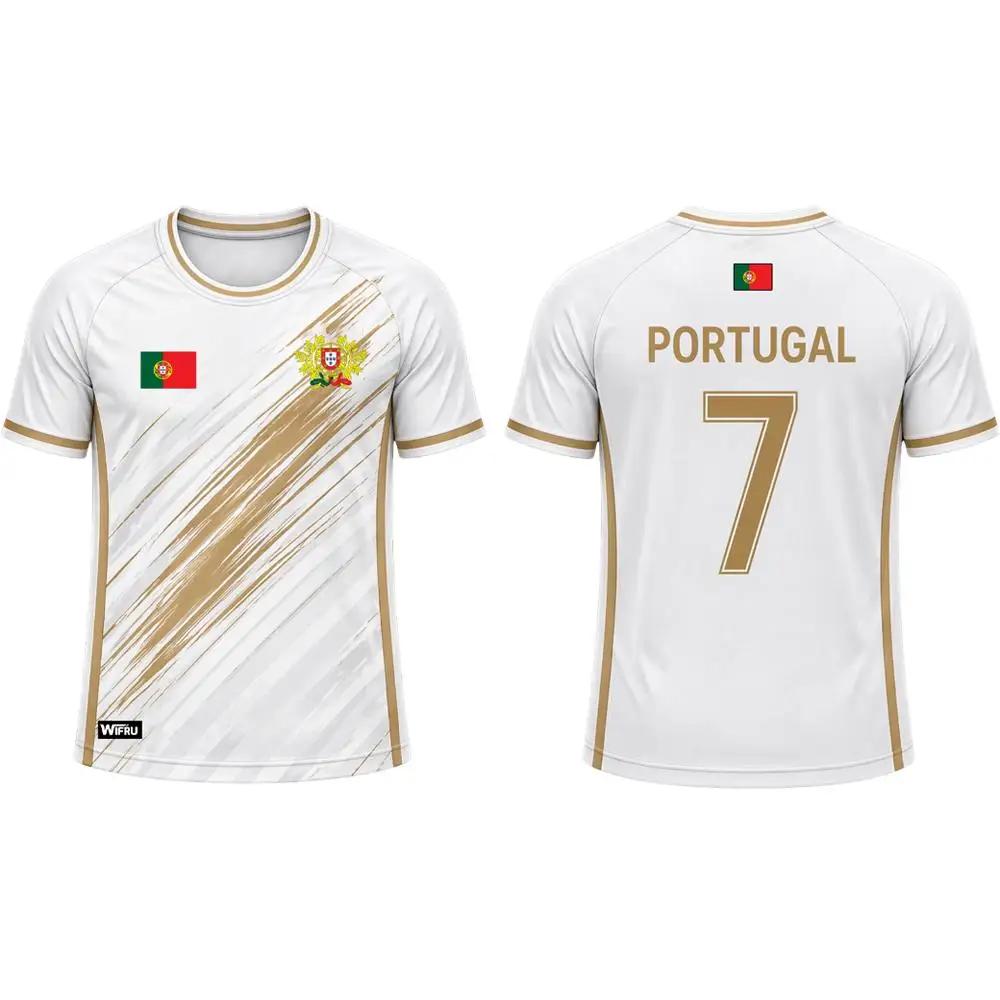 Unisex 2026 Portugal Flagge Fußball Gedenk-T-Shirt Atmungsaktiv Outdoor Training Herren Damen Lässig Kurzarm Trikot
