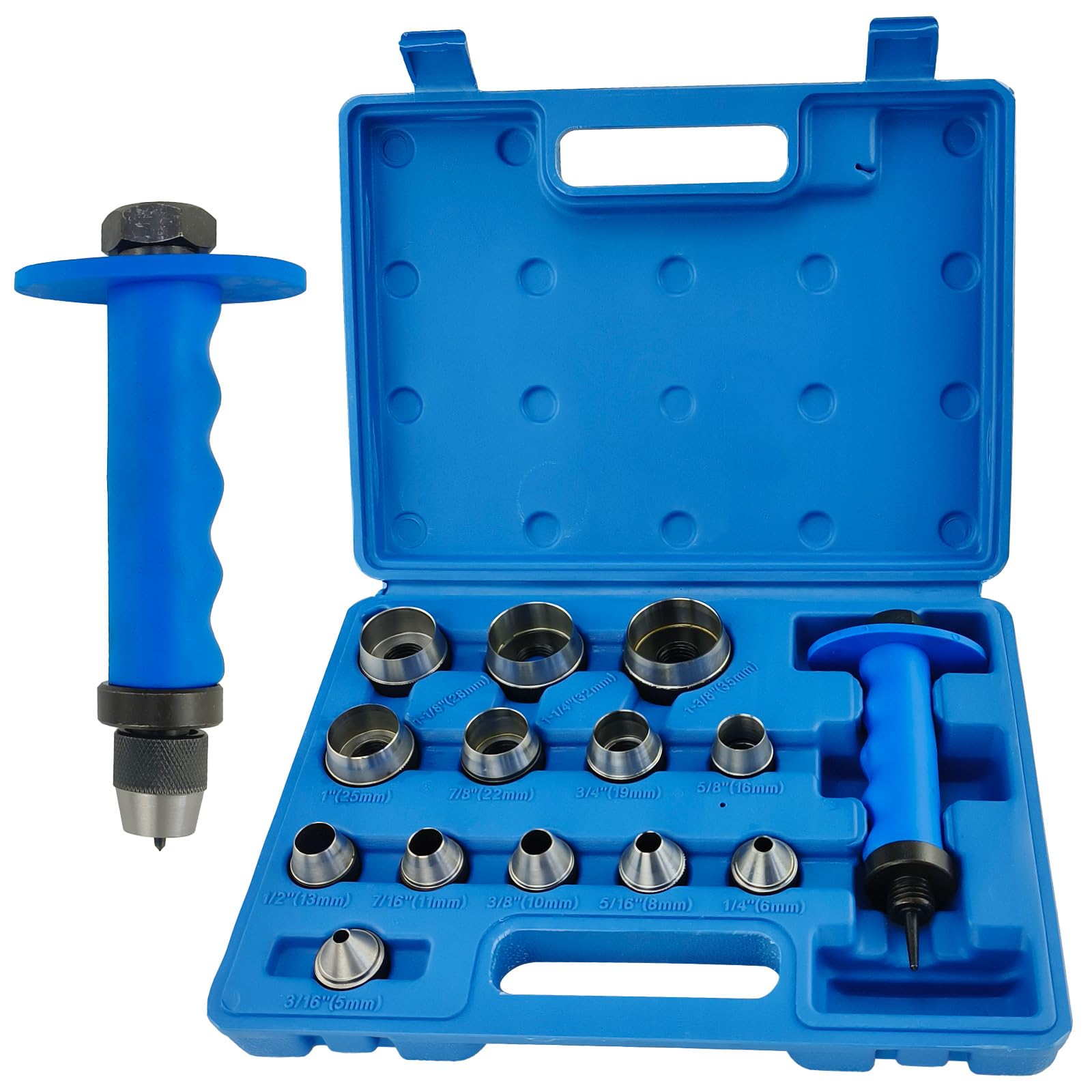 14-Piece 14-in-1 Gasket Hole Punch Kit, Compatible with 3/16 to 1-3/8 (5mm-35mm) Hole Leather Hole Punch Set, for Plastic, Rubber, and Leather Craft