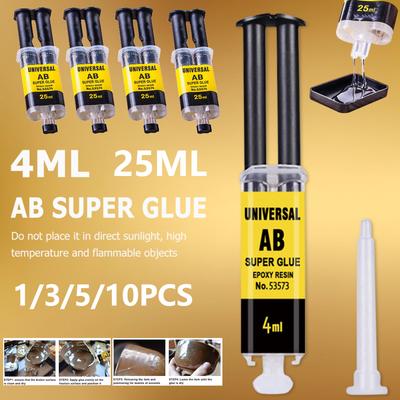 1-10PCS 4/25ml Epoxy Resin AB Glue Waterproof Instant Fast Adhesive Repair Strong Super Liquid Glue For Wood Plastic Metal Glue