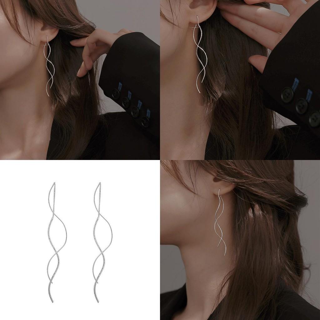 Stylish Wave Ear Chains Cross-border Manufacturer Fashionable Long Fringe Earrings For Women