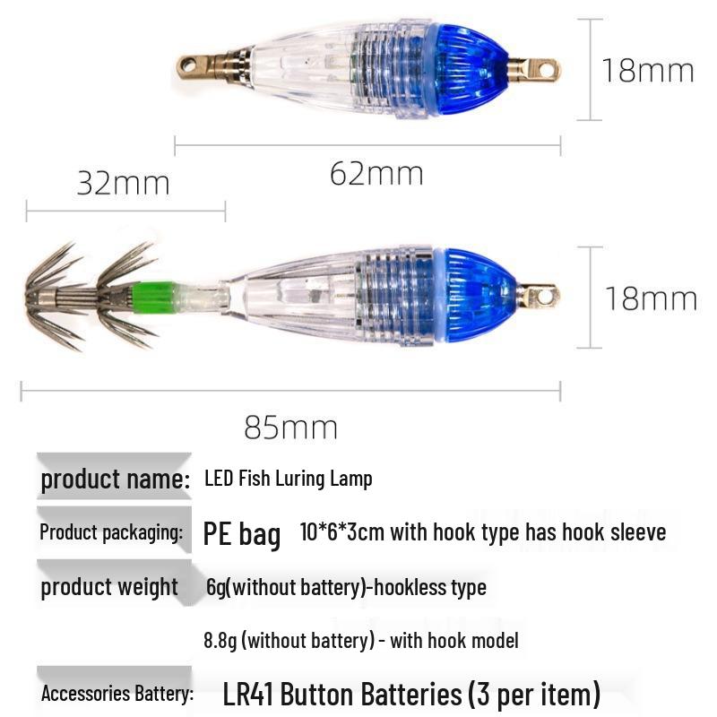 LED Deep Sea Squid Lure Fishing Light with Umbrella Hook