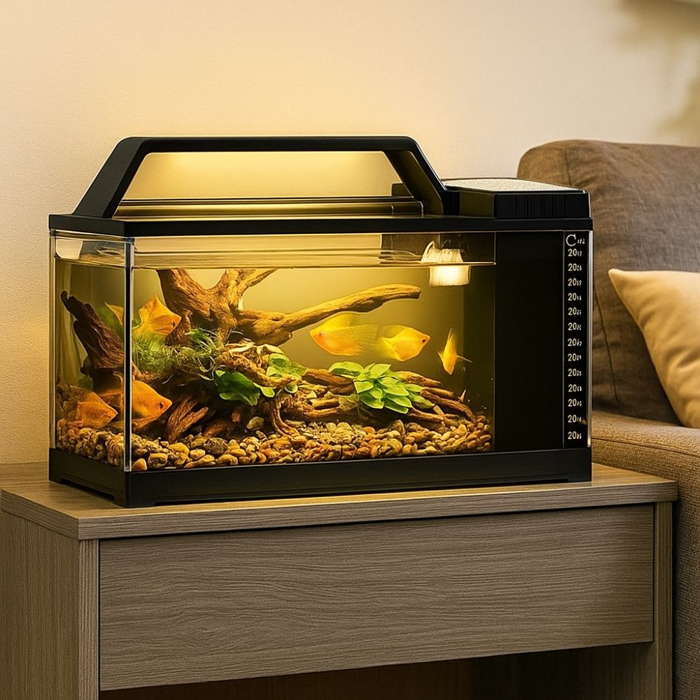Heating Pad Integrated Fish Tank Built-In Light Desktop Fish Tank Office Decor
