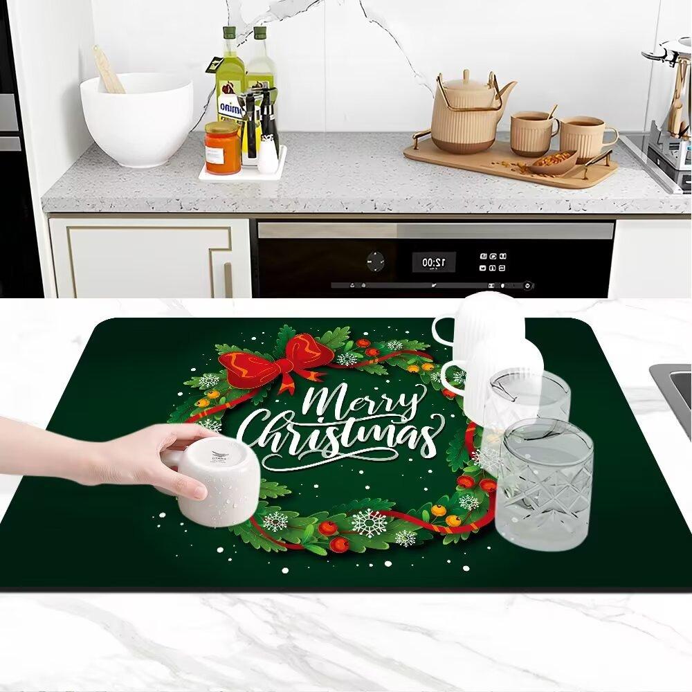 Коврик для слива на кухонной столешнице, коврик для сушки посуды, миски, тарелок, впитывающий мягкий коврик, который можно изготовить по индивидуальному заказу, изоляционный коврик из ткани с технологией подставки 30*40cm