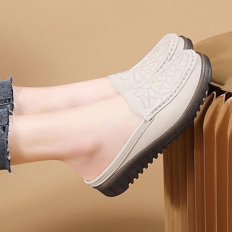 Women Slippers  Spring New Casual Half-slip Shoes Ladies Slip on Closed Toe Sandals Zapatos De Mujer Women's Slingback Shoes