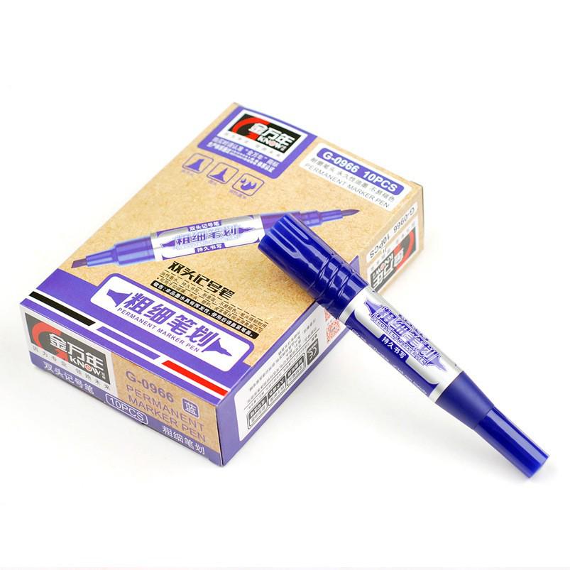 Dual-Tip Oil-Based Marker: Waterproof & Fade-Resistant, Thick & Thin Tips in Black, Red, Blue - Ideal for Logistics