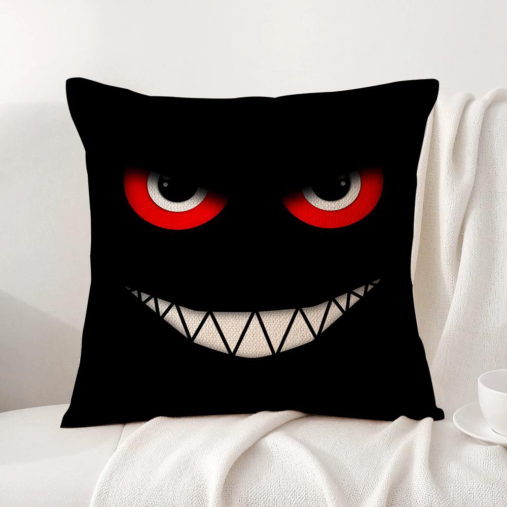 Black Emoticons Cushion Cover Summer Coolness Linen Fabric Double-Sided Printing Pillow Case Sofa Home Decor Gift