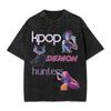 K-Pop Demon Hunters Washed T-Shirt Man Derpy Tiger Casual T-Shirts Summer Breathable Trendy Tee Shirt Design Clothes