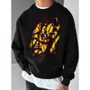 Trendy Brand Cartoon Print Crew Neck Sweatshirt for Men Spring Autumn Loose High Street Versatile Style, Plus Size