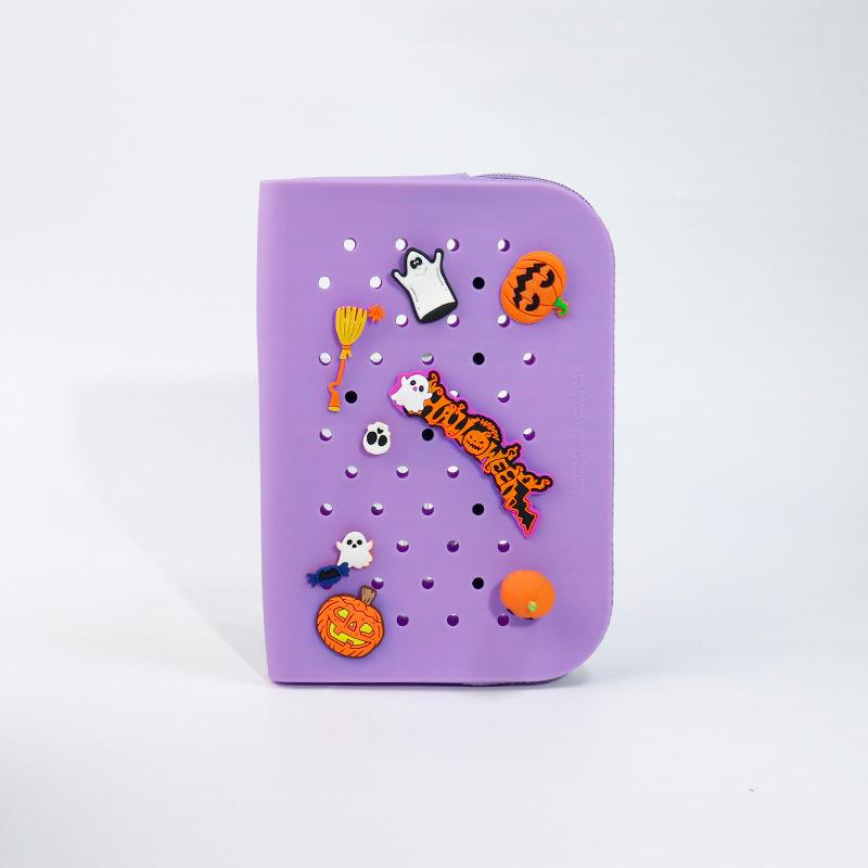DIY silicone hole pencil bag, student creative cute pencil bag learning stationery storage bag stationery box