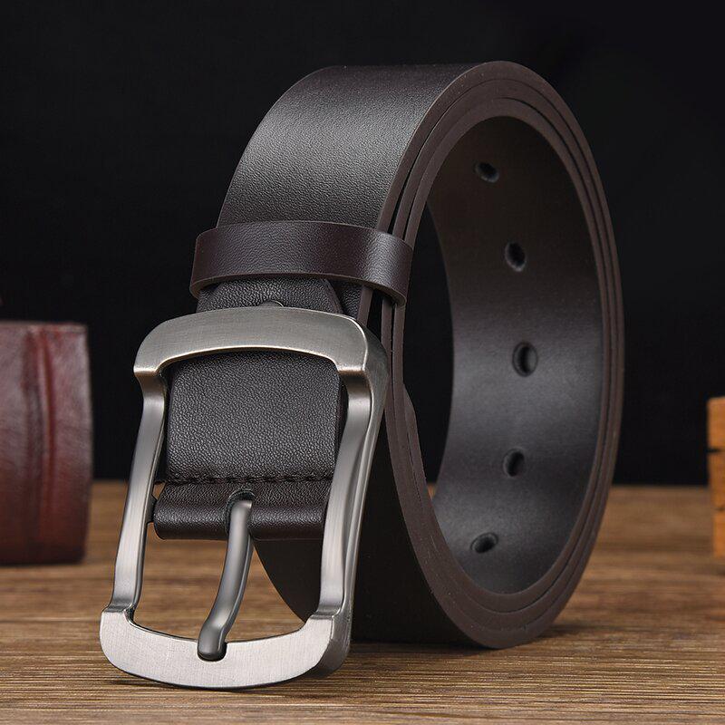 Retro Men's Leather Jeans Belt with Flip Pin Buckle - Fashion Casual Style