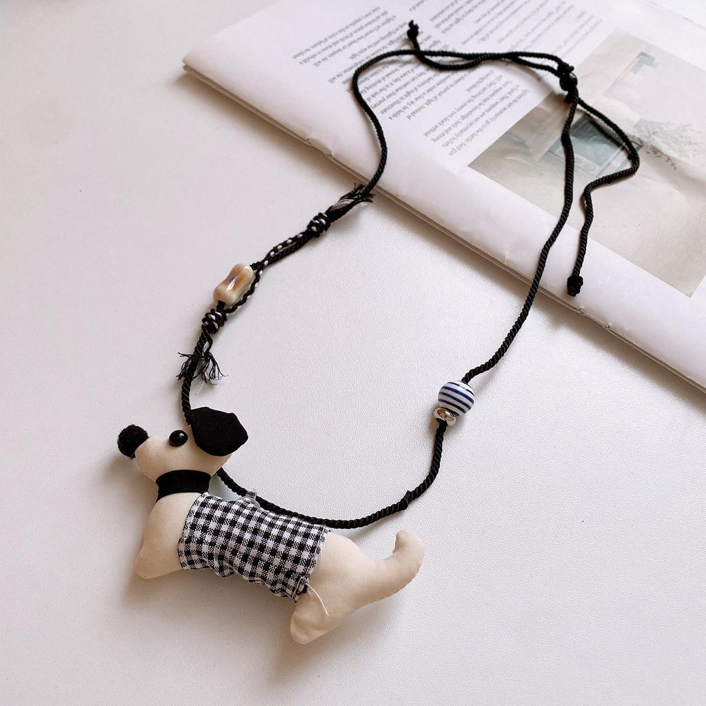 Korean fleece rope color artificial tiger's eye stone bag necklace niche design sweater chain retro necklace