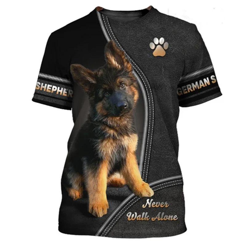 German Shepherd 3D Print T-Shirts Men's Summer Casual Crew Neck Short Sleeve T Shirt Oversized Tees Harajuku Tops Man Clothing