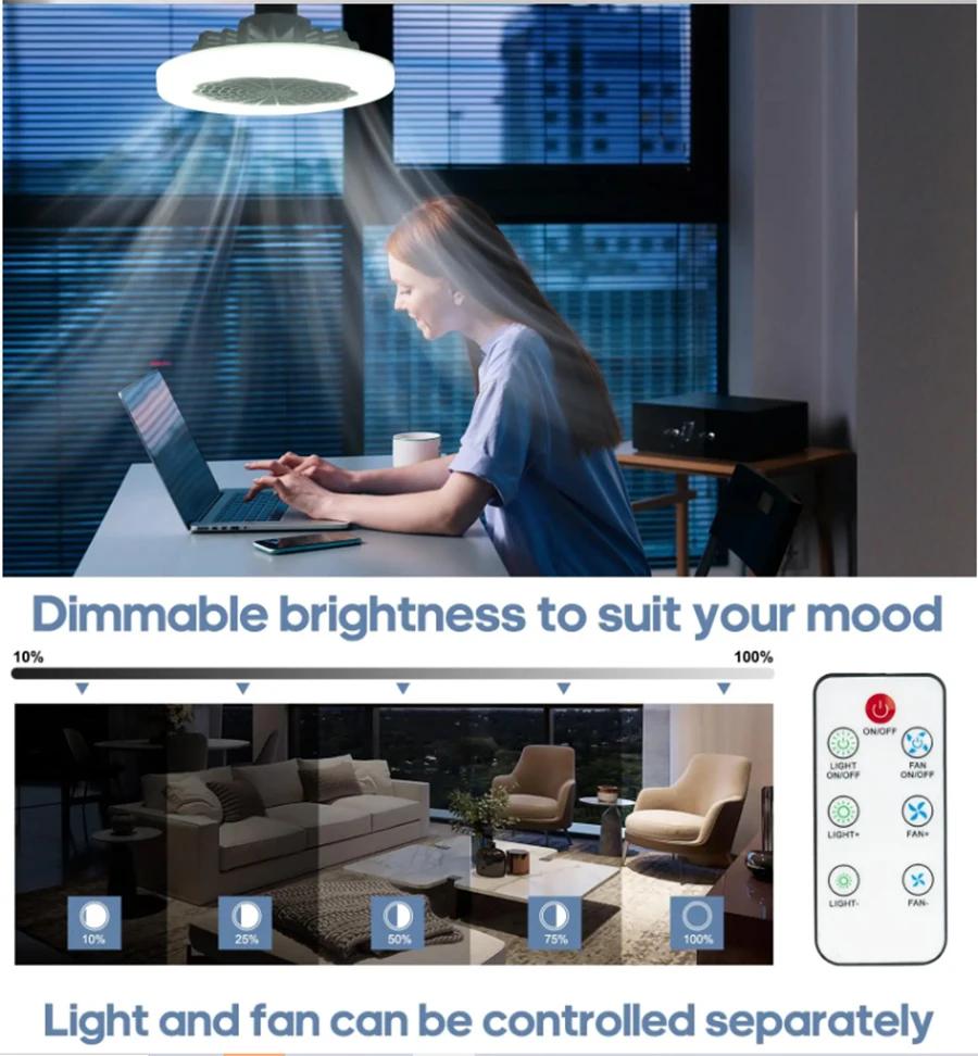 E27 LED Ceiling Fan Light 30W Remote Control Dimmable Integrated Lamp Removable Illumination(Clear stock,first-come,first-served,while supplies last)