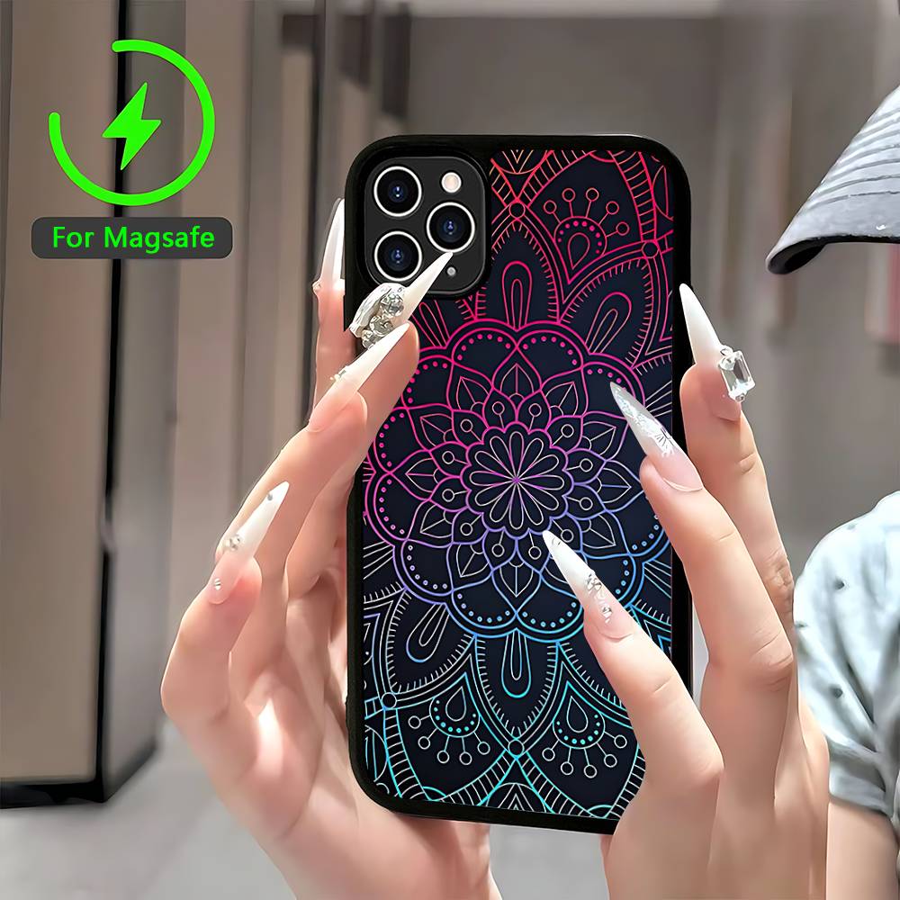 

Indian Pattern Mandala Magnetic For Magsafe Phone Case For IPhone 17 Air 16 Pro Max 15 14 13 12 11 Protective Cover iPhone 13 pro