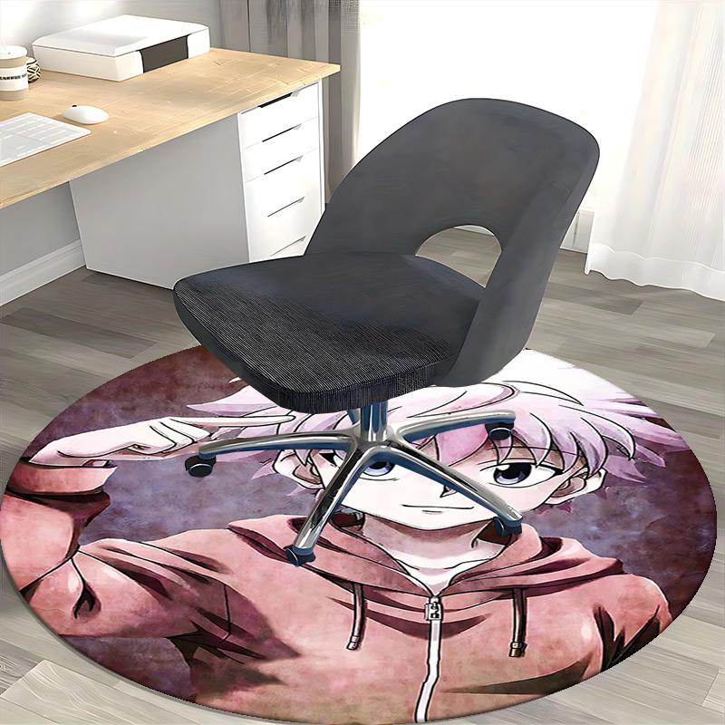 1pc Anime Character Round Carpet  Office Chair Mat, NonSlip Rug for Home Decor, Seasonal Gift, Suitable for Office, Living Room