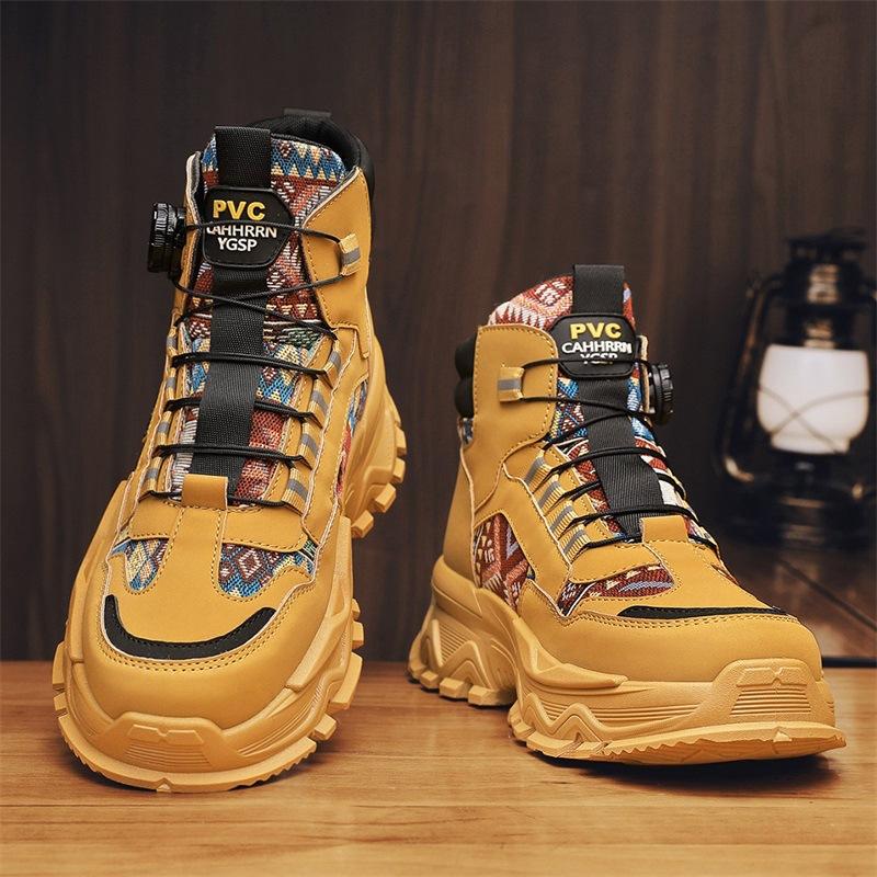 Autumn New Shoes for Men Boots Outdoor Fashion Print Casual Sport Hiking Shoes Ankle Boots