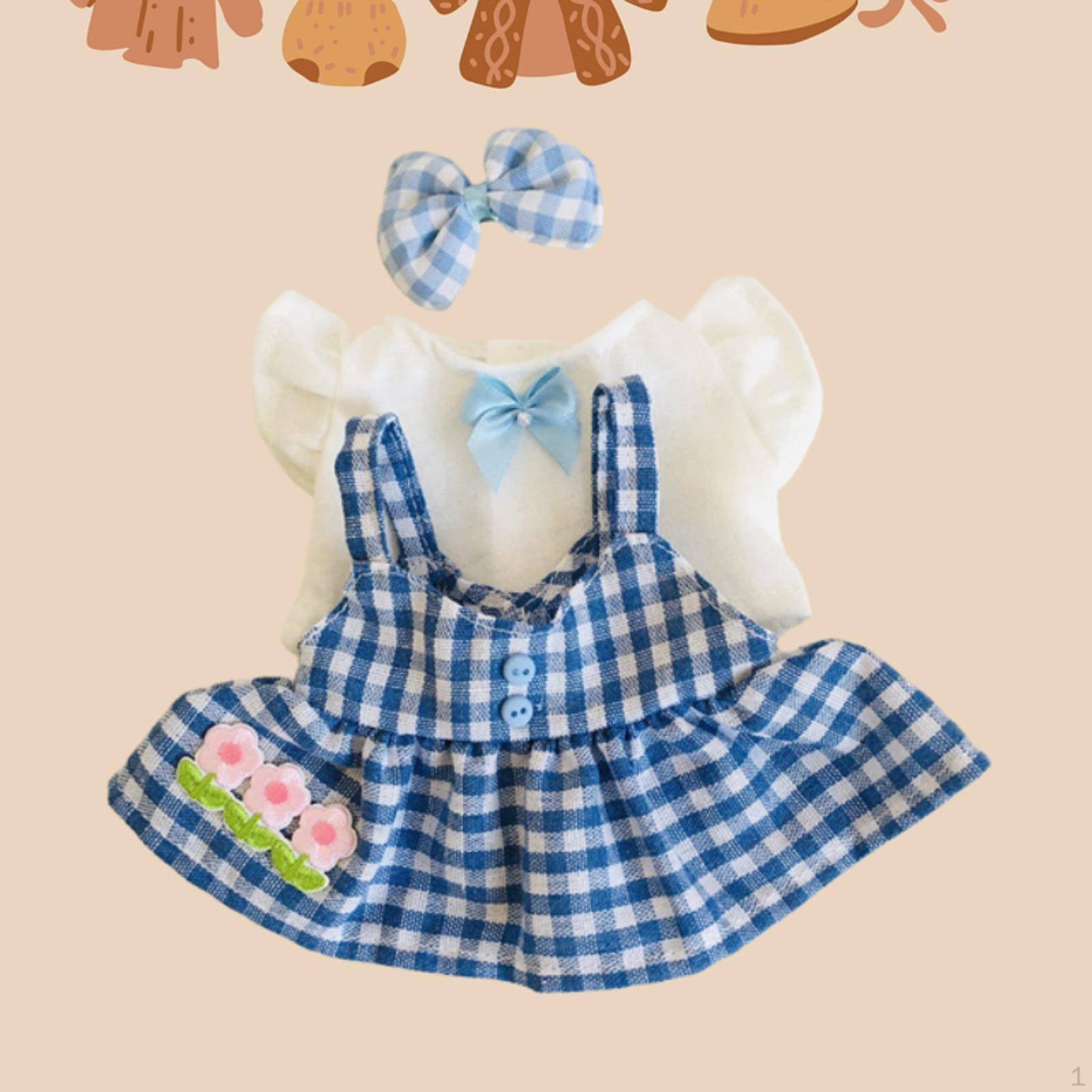

3 Pieces 20cm Mini Doll Clothes Changing Game Outfits for 20cm/7.87inch Plush синій