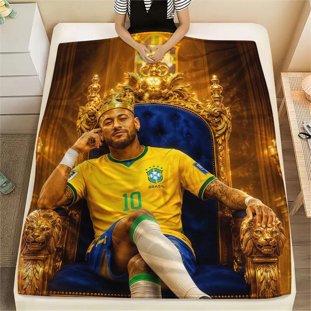 1PC Neymar Patterned Flannel Blanket Suitable For All Seasons for Home Decor Warmth and Comfort Gifts Holiday Present