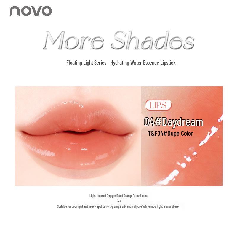 NOVO Moisturizing Honey Fluorescent Lipstick: Mirror Gloss, Stain-Resistant, Bare Face Whitening Effect.